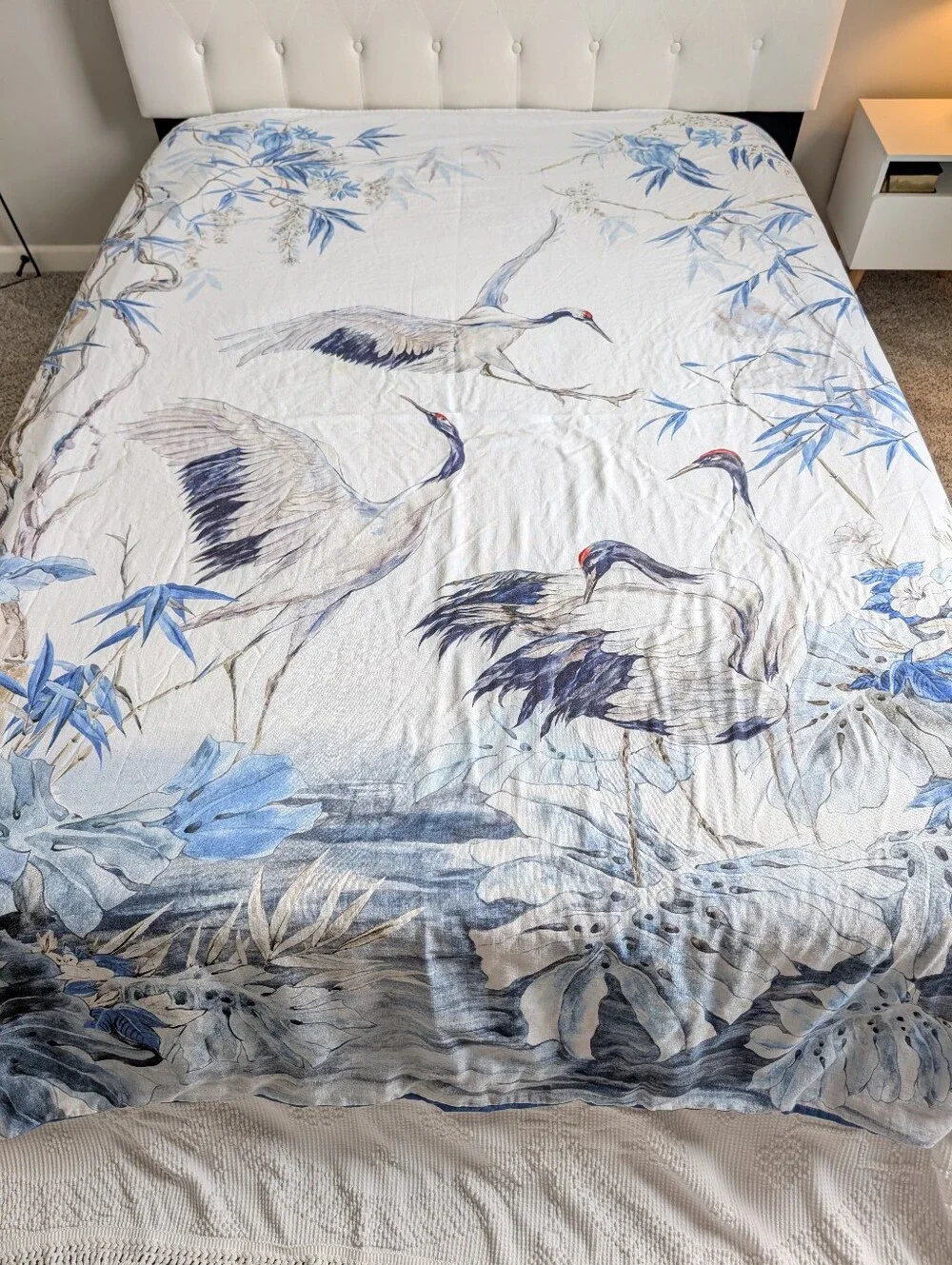 Southern Living Queen Reversible Duvet Cover Blue Crane Botanical Chinoiserie
